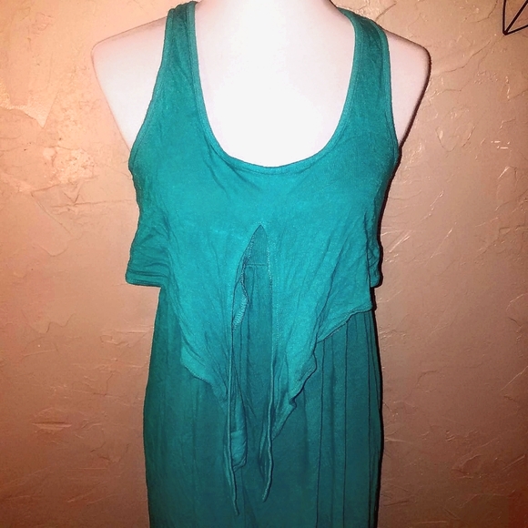 Juicy Couture Med Teal Turquoise Racerback Built-In Bra Casual Long Maxi Dress - Picture 4 of 13